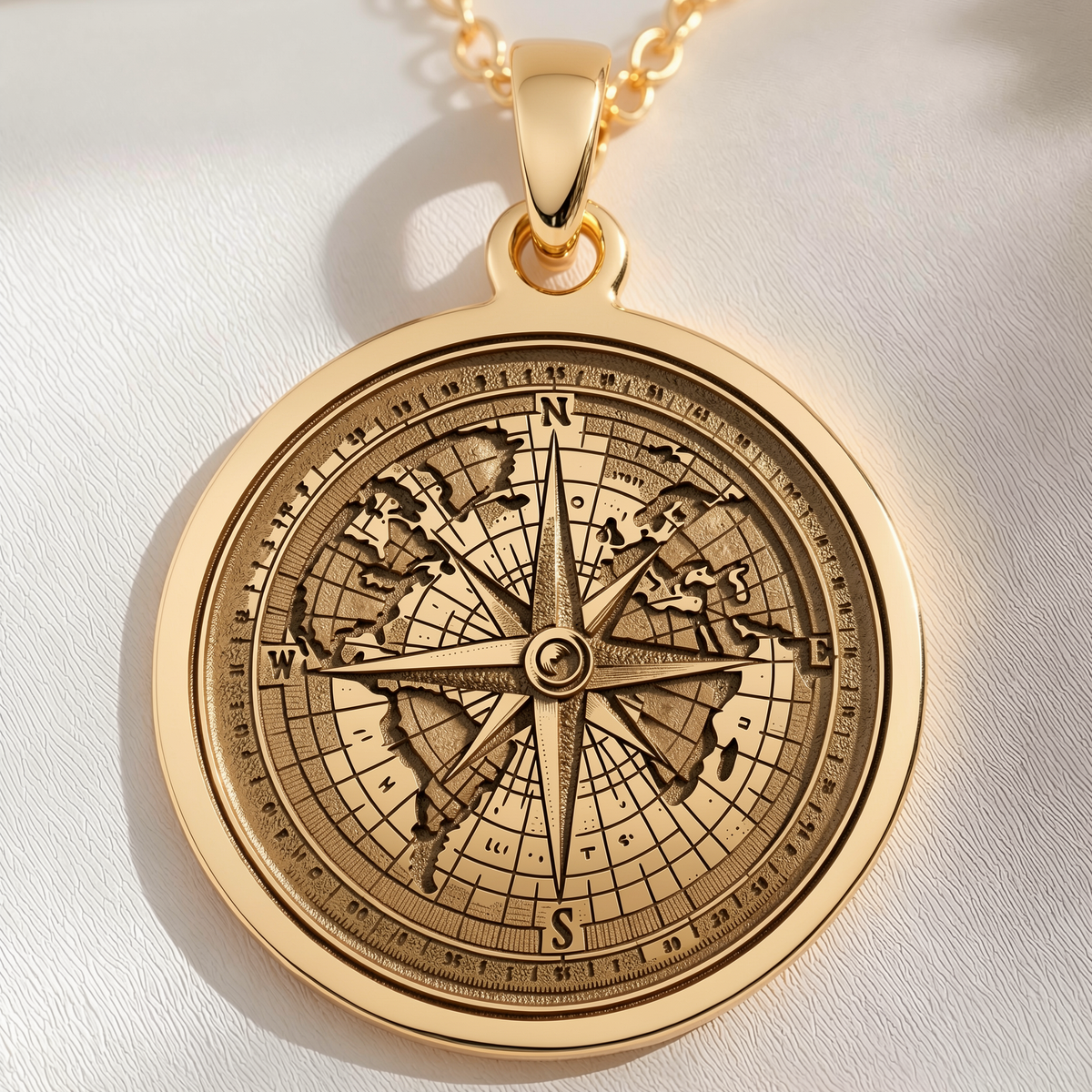 Compass Necklace Necklaces 14K 14K Gold Plated world map compass rose pendant necklace