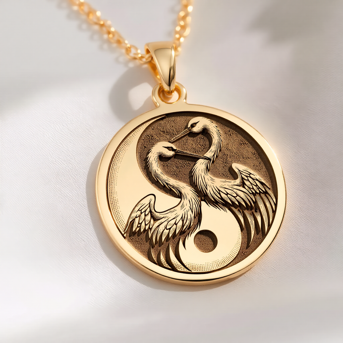Crane Necklace: with yin yang crane gift crane pendant talisman amulet amulet - View 48