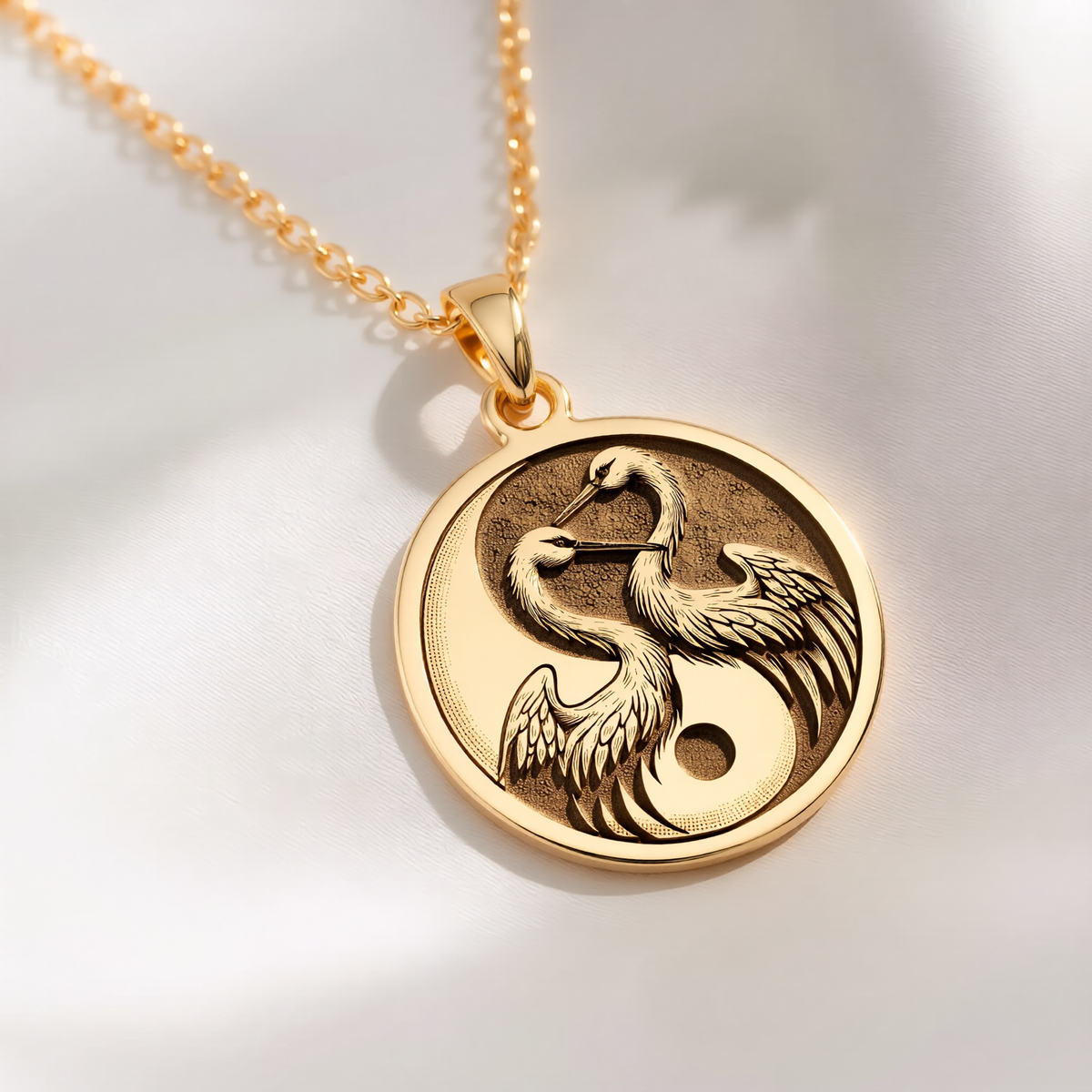 Crane Necklace: with yin yang crane gift crane pendant talisman amulet amulet - View 214
