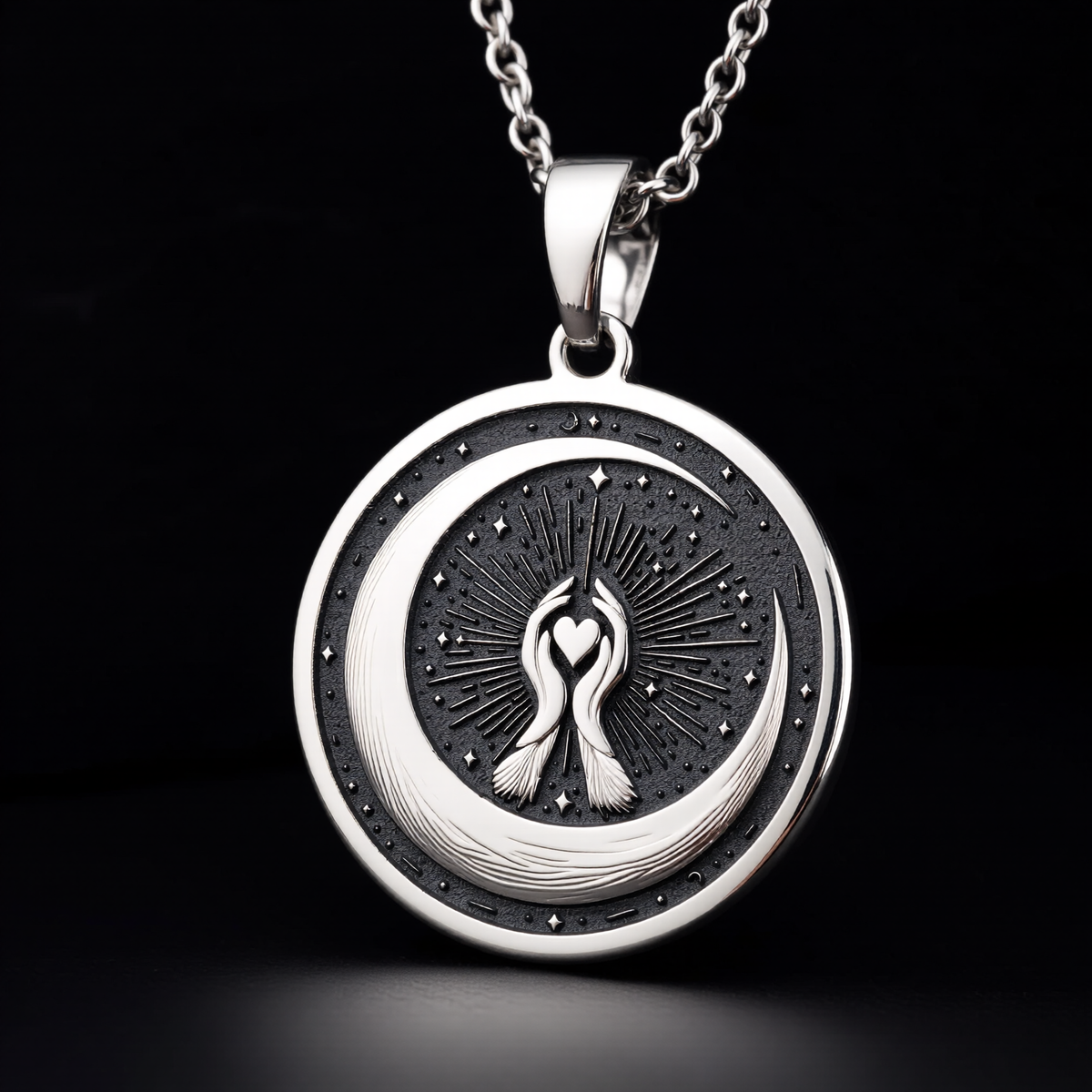 925 sterling silver Crescent Moon pendant, detailed view 4.