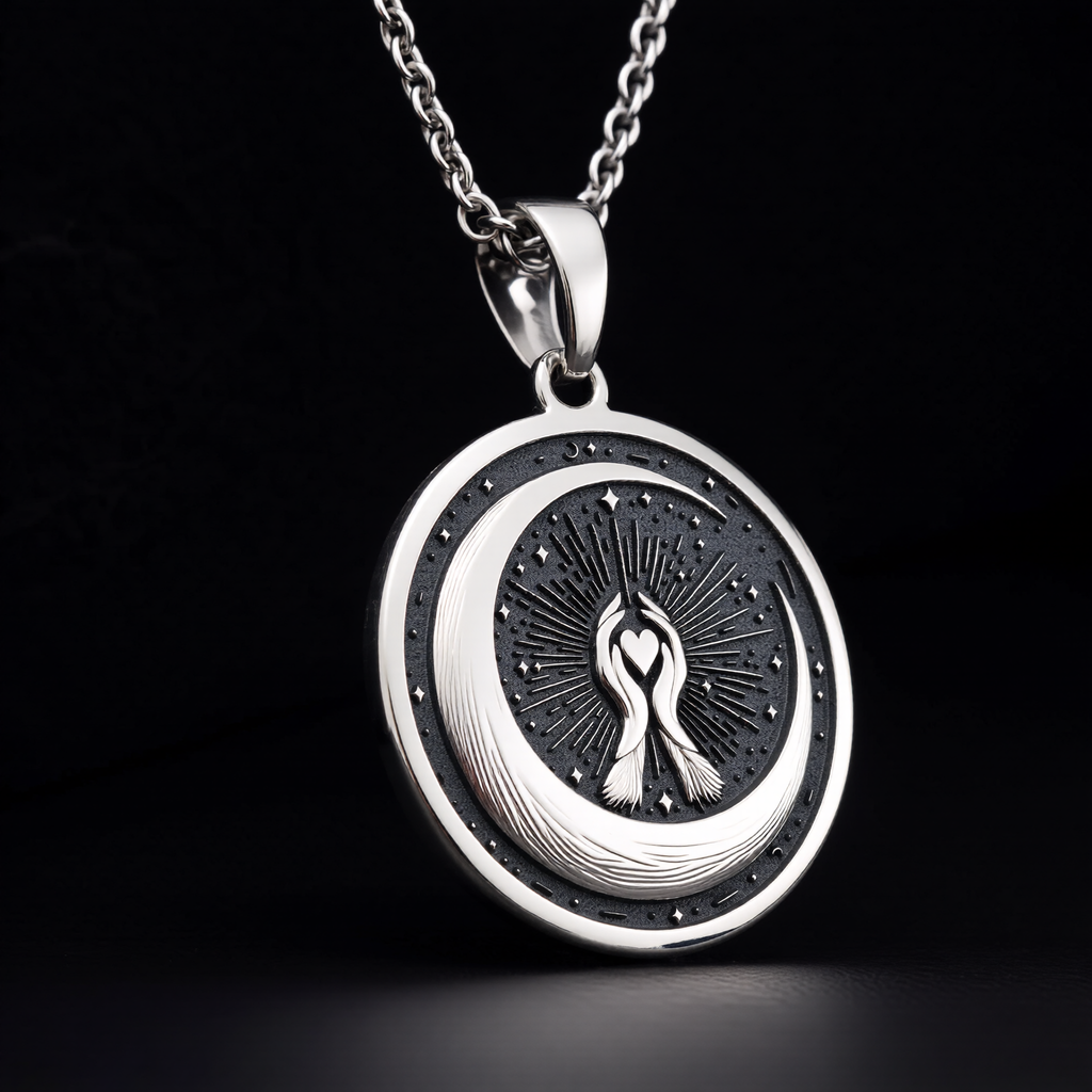 925 sterling silver Crescent Moon pendant, detailed view 5.