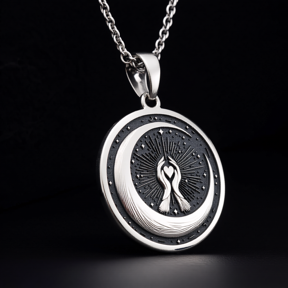 925 sterling silver Crescent Moon pendant, detailed view 5.