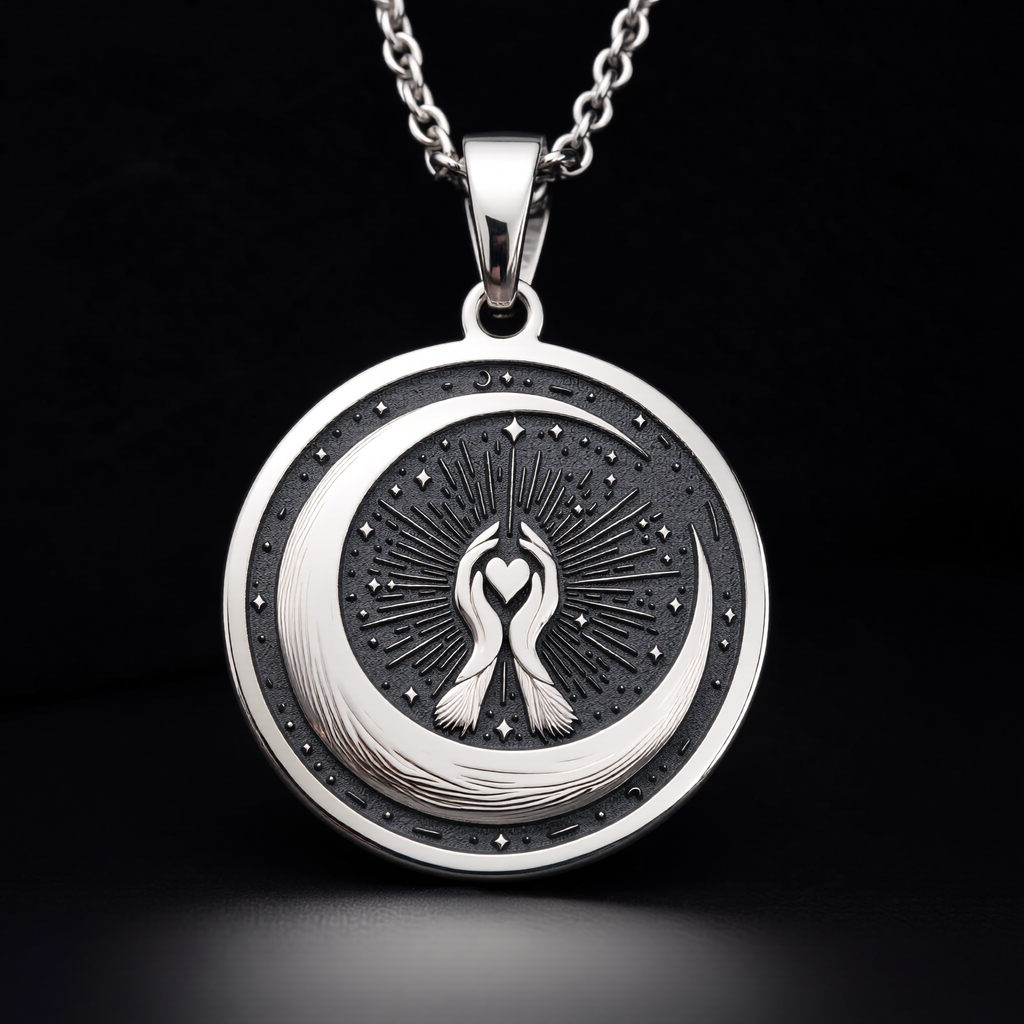 925 sterling silver Crescent Moon pendant, detailed view 6.