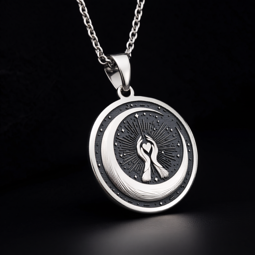925 sterling silver Crescent Moon pendant, detailed view 7.