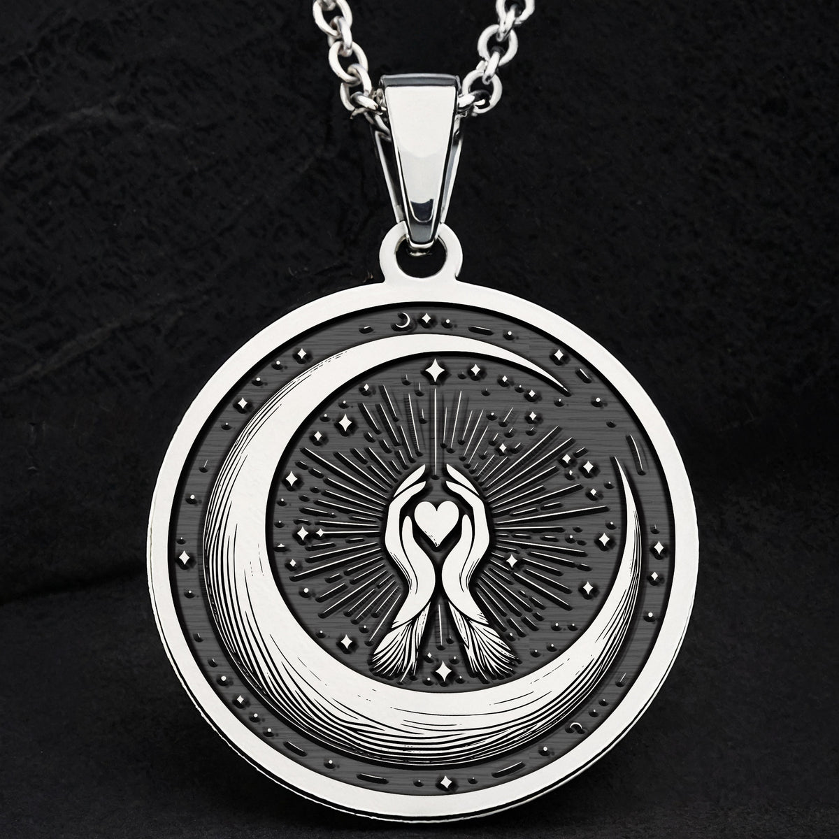 925 sterling silver Crescent Moon pendant, detailed view 8.
