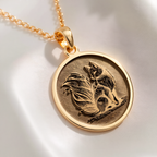 Fox Spirit Animal Charm Necklace Necklaces 14K 14K Gold Plated pendant necklace featuring a detailed fox design on a round disc.