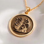 Fox Spirit Animal Charm Necklace Necklaces 14K 14K Gold Plated pendant necklace featuring a detailed wolf resting design.