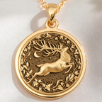 Deer Stag Necklace: with yellow gold deer pendant gold deer jewelry talisman - View 214