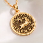 Deer Stag Necklace: with yellow gold deer pendant gold deer jewelry talisman - View 48