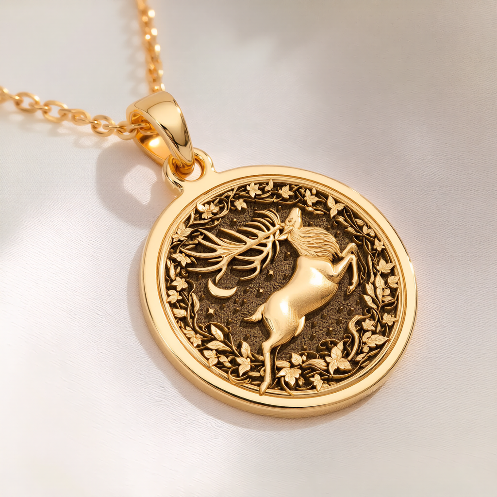 Deer Stag Necklace: with yellow gold deer pendant gold deer jewelry talisman - View 102