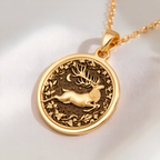 Deer Stag Necklace: with yellow gold deer pendant gold deer jewelry talisman - View 158