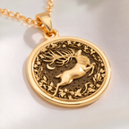 Deer Stag Necklace: with yellow gold deer pendant gold deer jewelry talisman - View 214