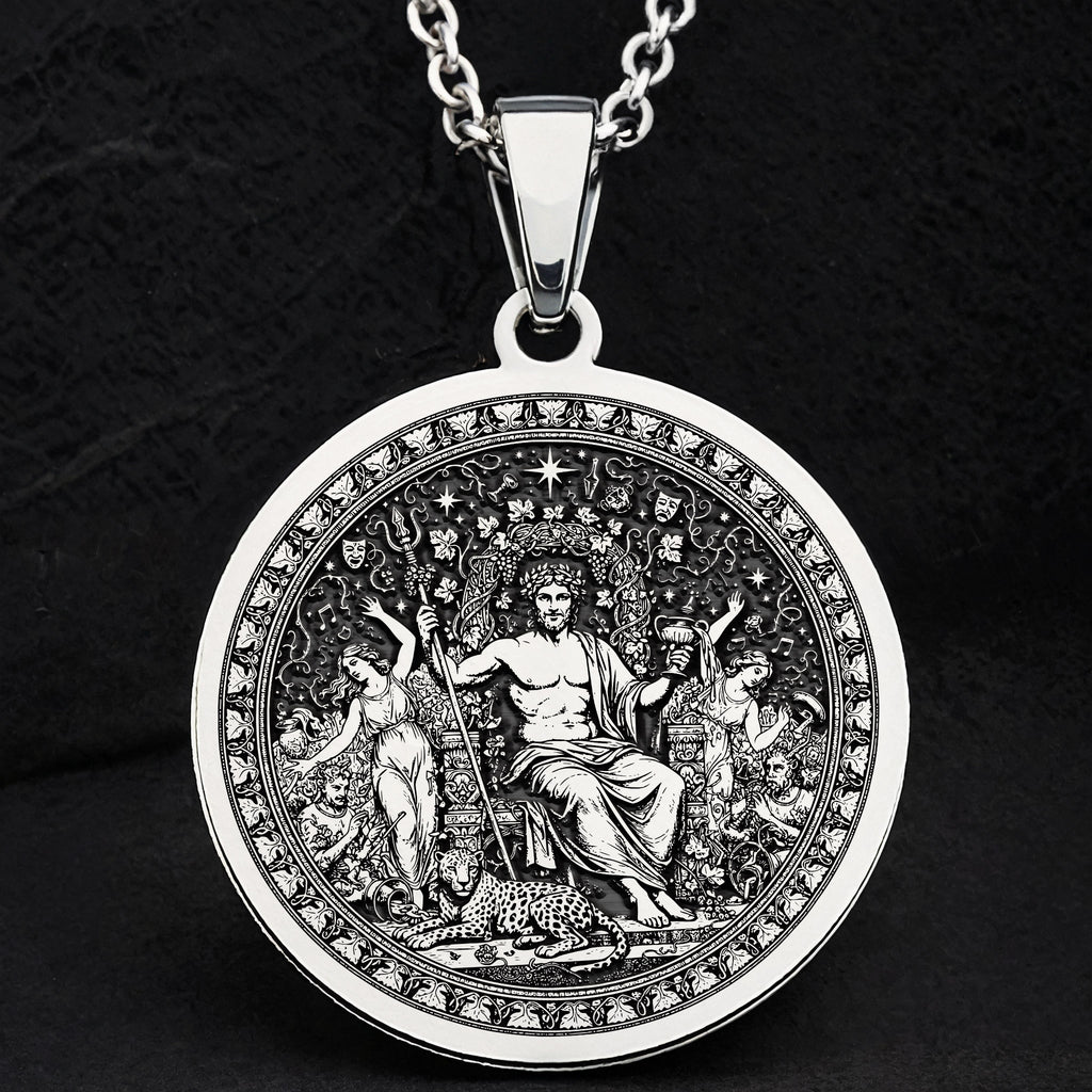 925 sterling silver Dionysus God of Wine pendant, detailed view 17.