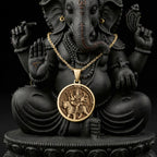 Durga Warrior Ten Arms Pendant Necklaces 14K 14K Gold Plated round pendant with mythological scene necklace for ethnic jewelry