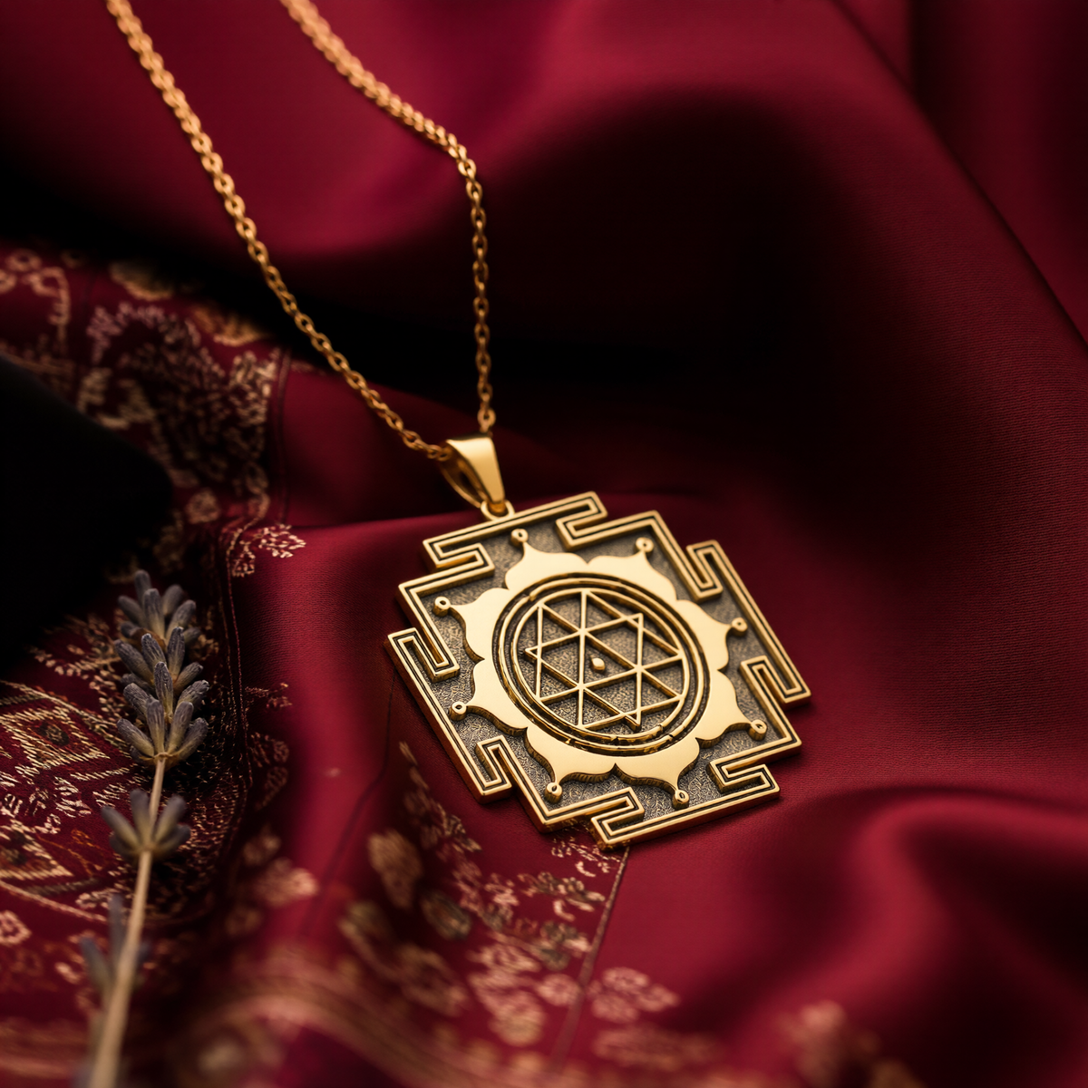 Maha Durga Yantra Pendant: 14K Gold with shakti warrior goddess spiritual amulet - View 153