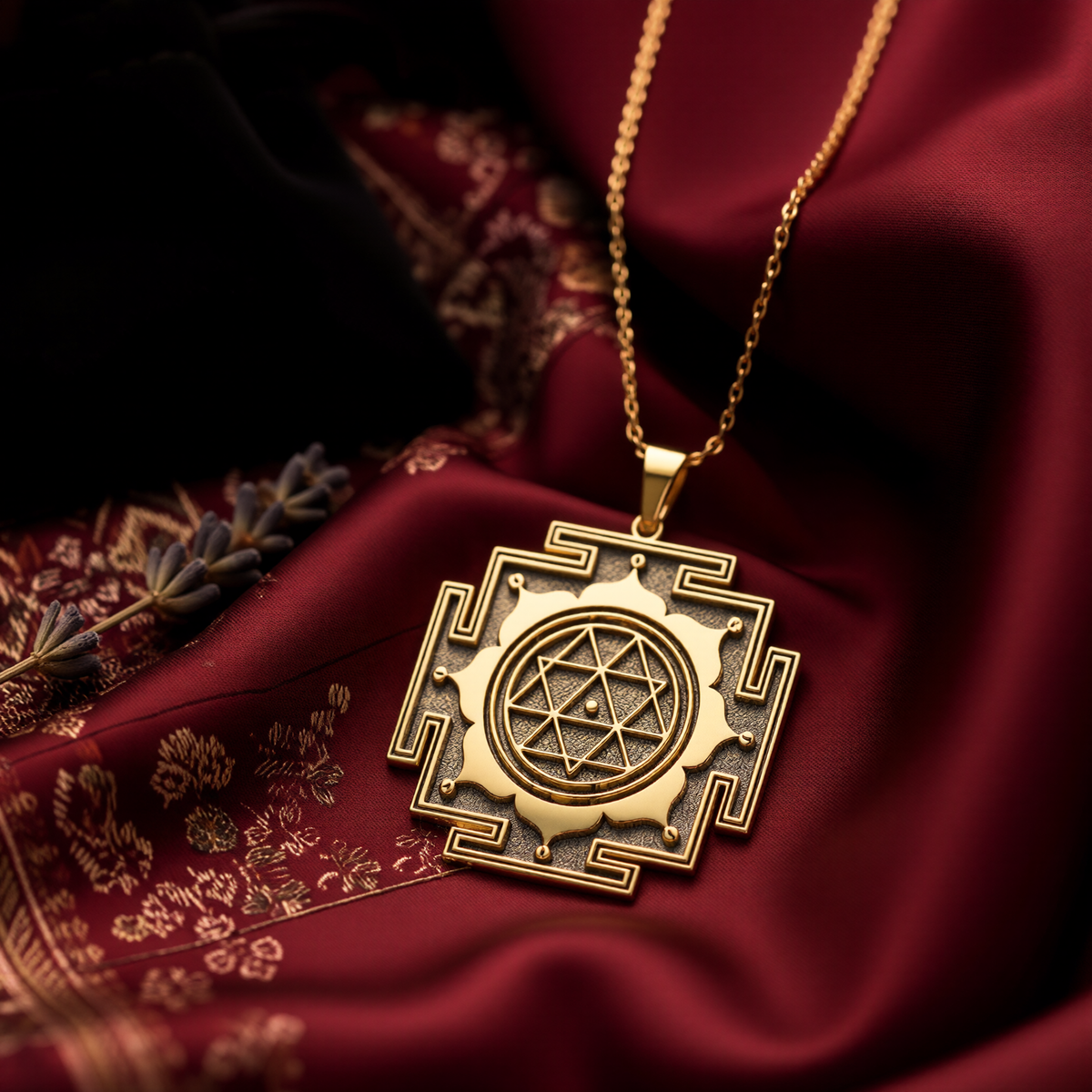 Maha Durga Yantra Pendant: 14K Gold with shakti warrior goddess spiritual amulet - View 200