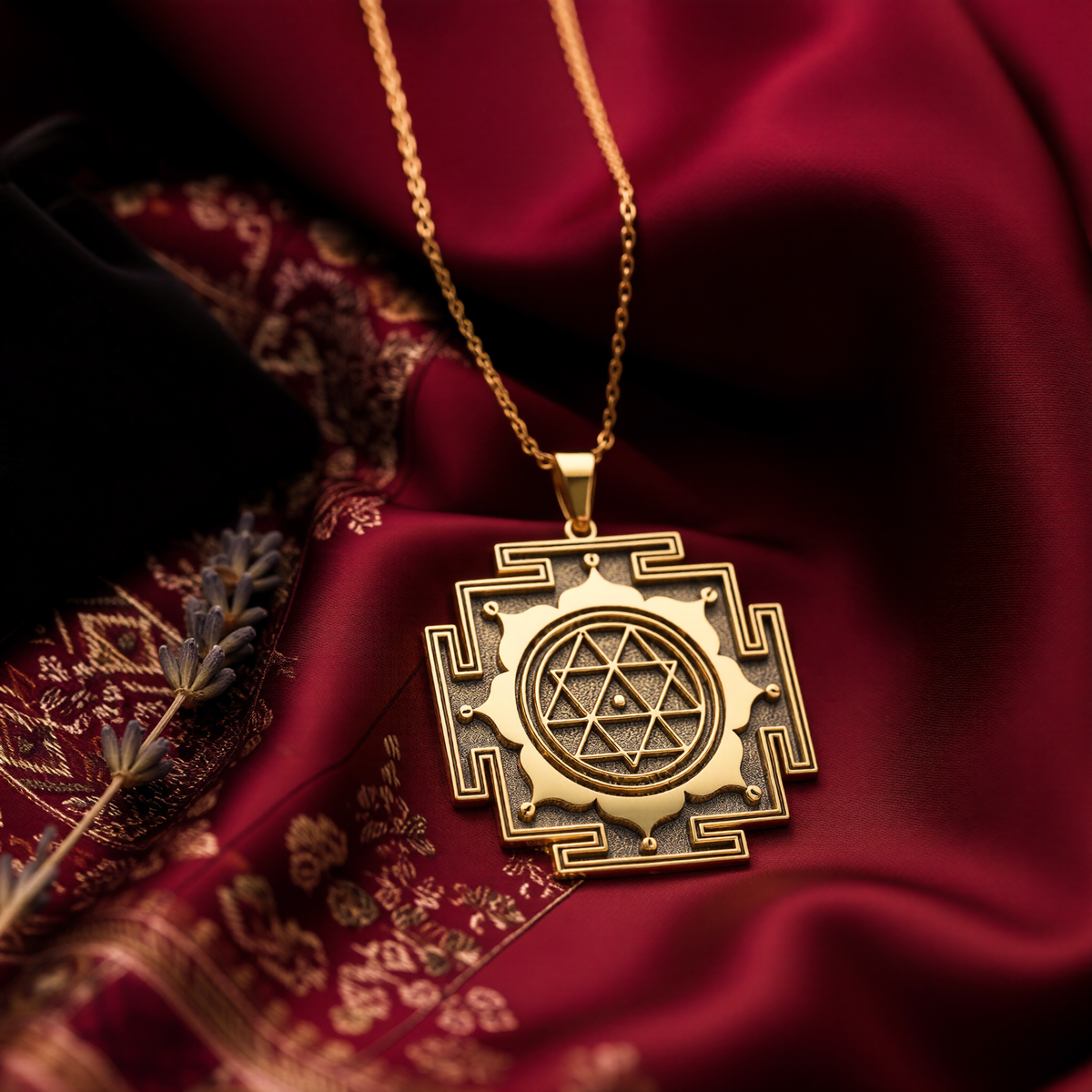 Maha Durga Yantra Pendant: 14K Gold with shakti warrior goddess spiritual amulet - View 153