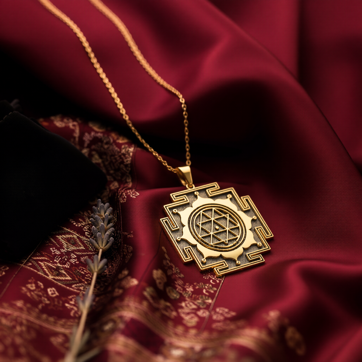 Maha Durga Yantra Pendant: 14K Gold with shakti warrior goddess spiritual amulet - View 207