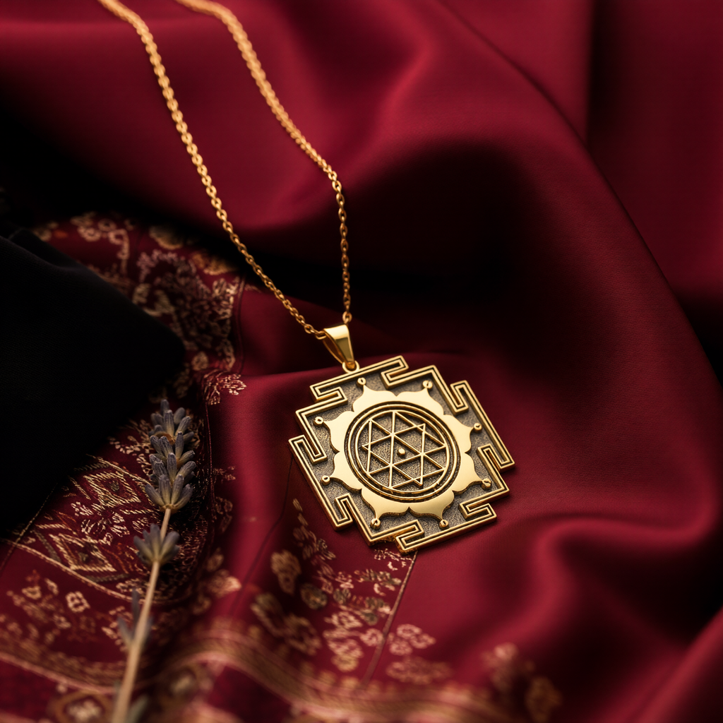 Maha Durga Yantra Pendant: 14K Gold with shakti warrior goddess spiritual amulet - View 153
