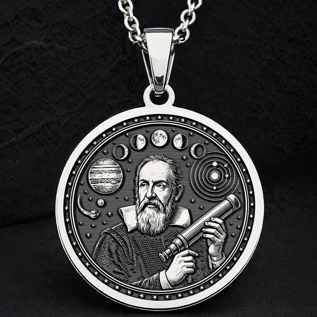 Galileo Necklace: Silver Father of Science, Astronomy Pendant