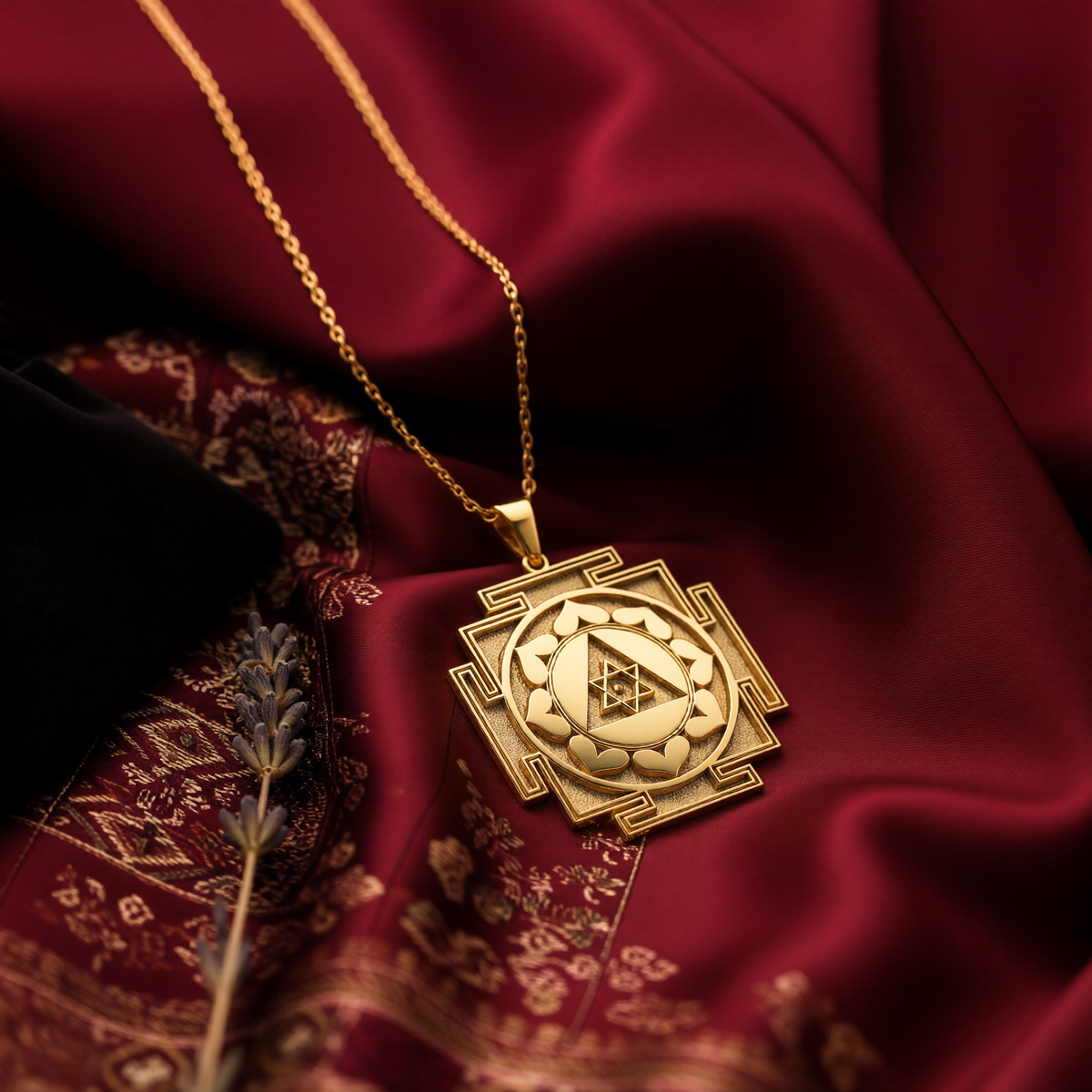Ganesh Yantra gold plated necklace - symbolic representation