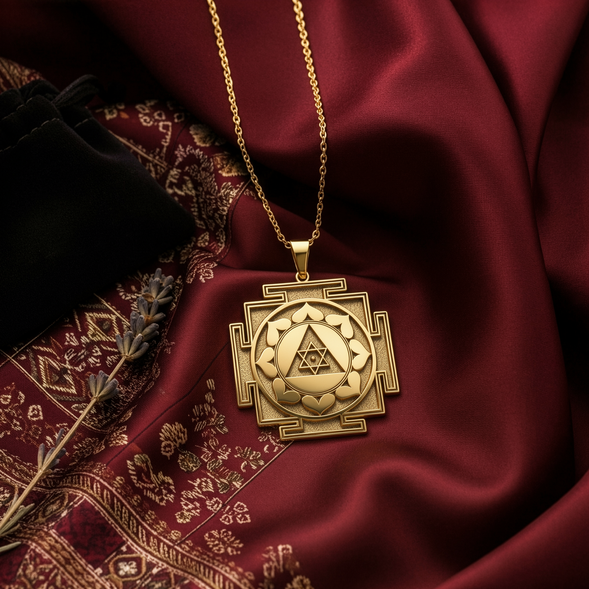 Ganesh Yantra Pendant : 14K Real Gold Obstacle Geometry , Success Amulet, Hindu Jewelry - View 153