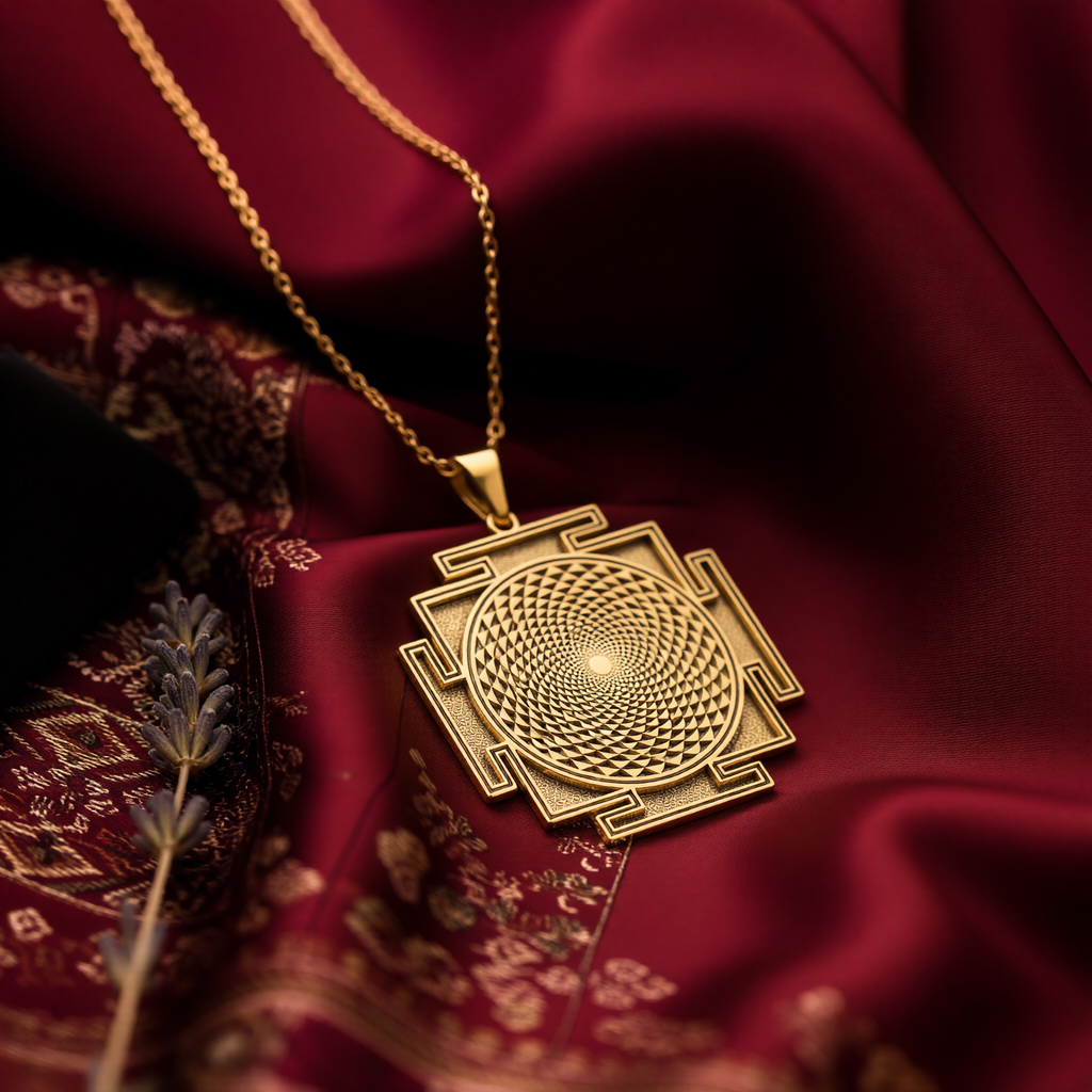 Gayatri Mantra Necklace: 14K Gold with gayatri yantra savitur mantra talisman amulet - View 48