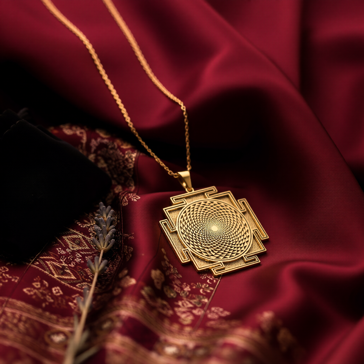 Gayatri Mantra Necklace: 14K Gold with gayatri yantra savitur mantra talisman amulet - View 158