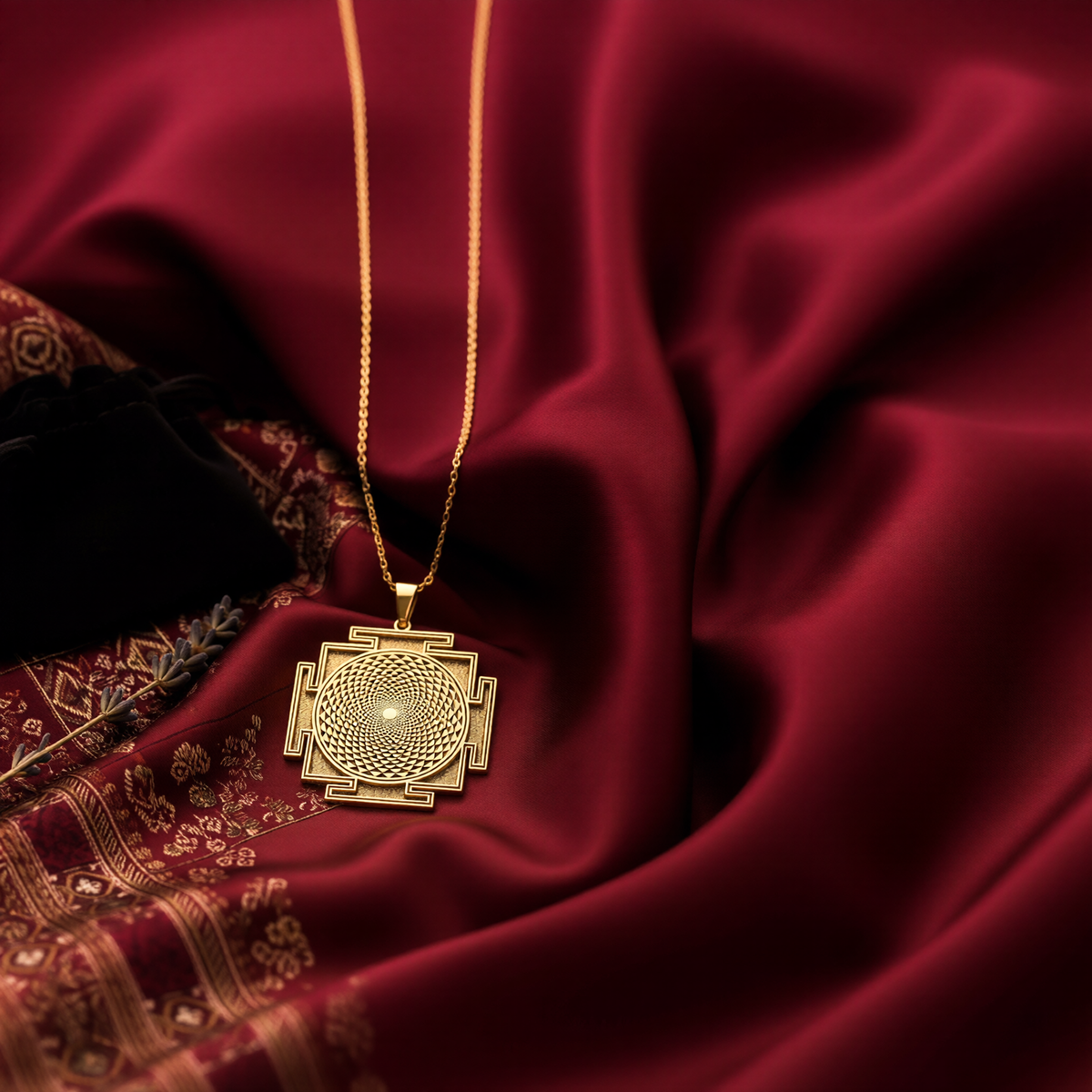 Gayatri Mantra Necklace: 14K Gold with gayatri yantra savitur mantra talisman amulet - View 214
