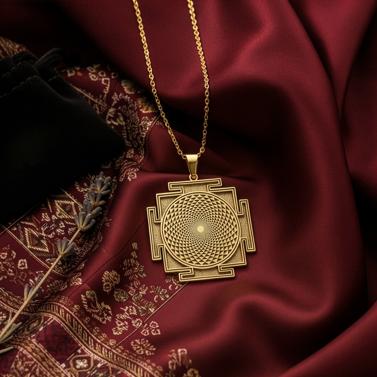 Gayatri Mantra Necklace: 14K Gold with gayatri yantra savitur mantra talisman amulet - View 48