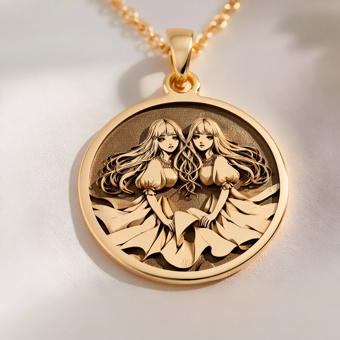 Gemini Zodiac Necklace: with gemini necklace gold zodiac astrology talisman - View 214