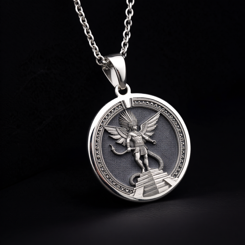 Huitzilopochtli Necklace: Silver Aztec Sun God, Warrior Protection Amulet
