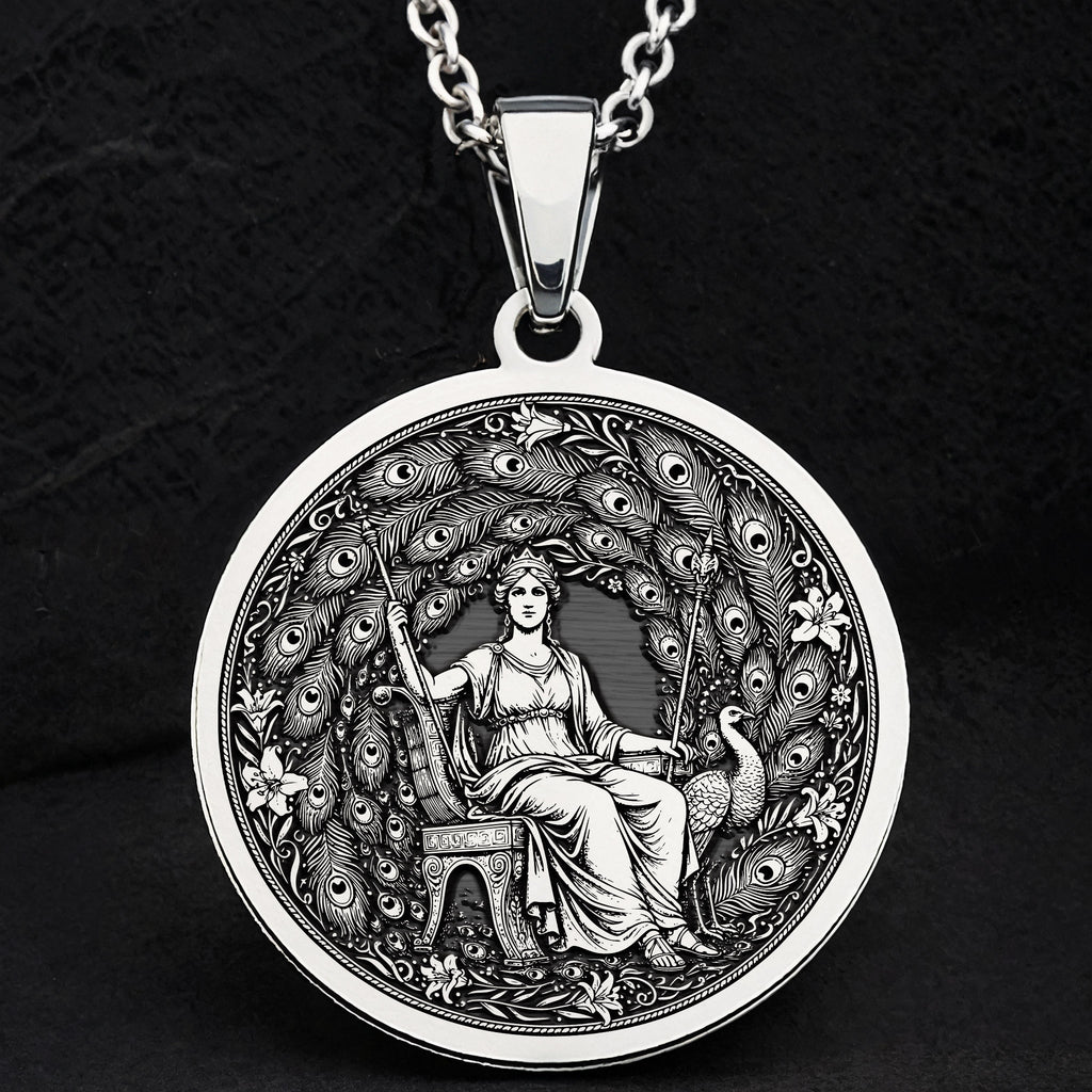 Hera Queen of the Gods Coin Pendant — Solid 925 Sterling Silver gift presentation view