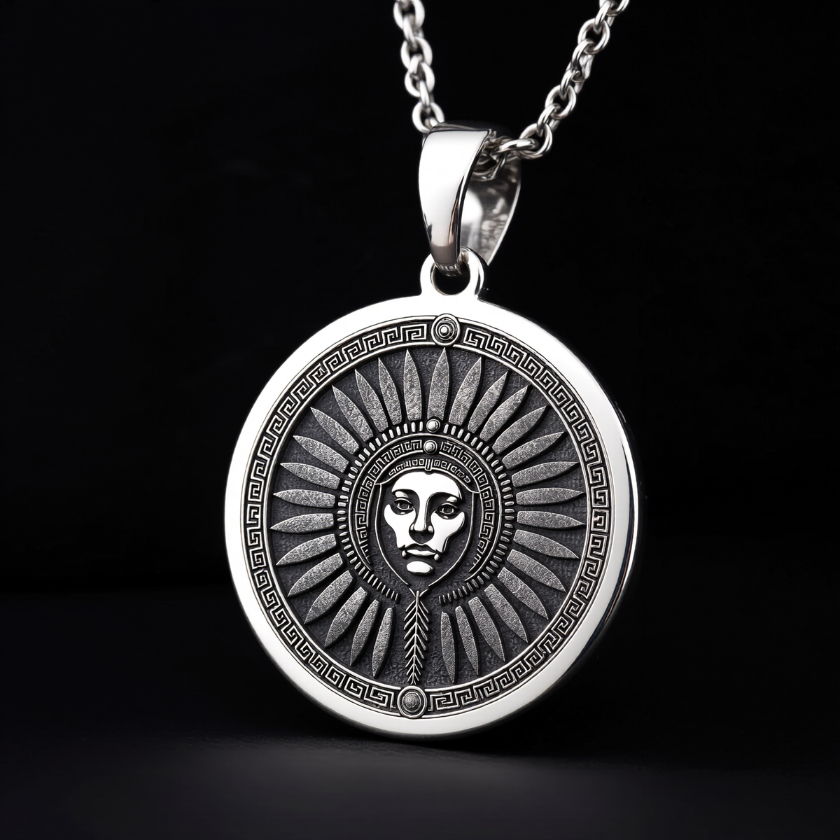 Inti Inca Sun God Medallion Pendant — Solid 925 Sterling Silver craftsmanship view