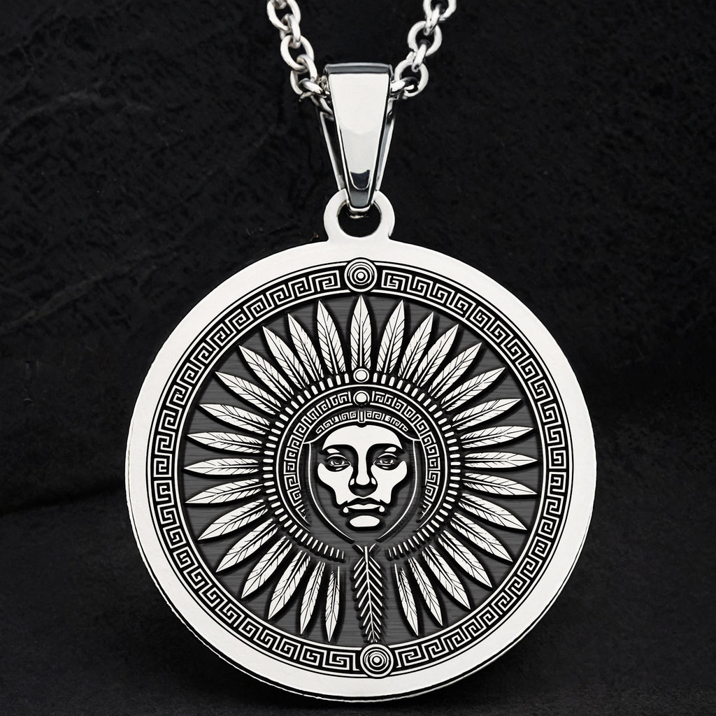 Inti Inca Sun God Medallion Pendant — Solid 925 Sterling Silver gift presentation view