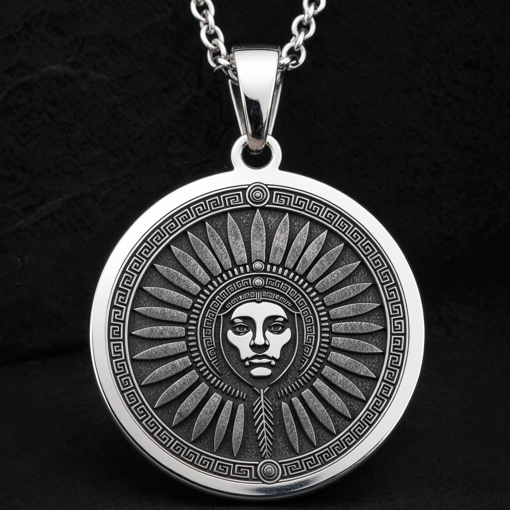 Inti Inca Sun God Medallion Pendant — Solid 925 Sterling Silver studio showcase view
