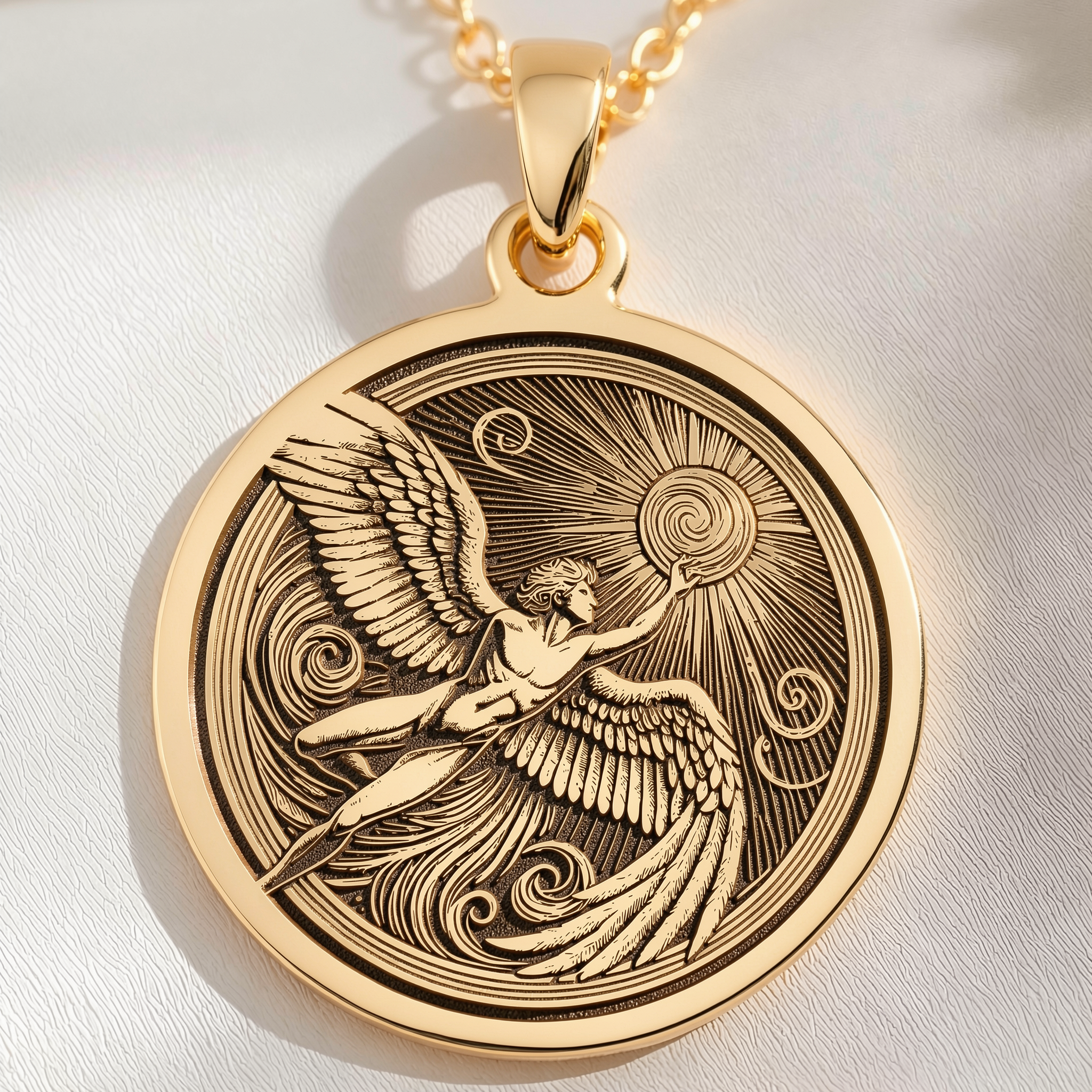 Icarus Medallion Necklace: Melting Wings Charm, Greek Mythology Jewelry - View 153