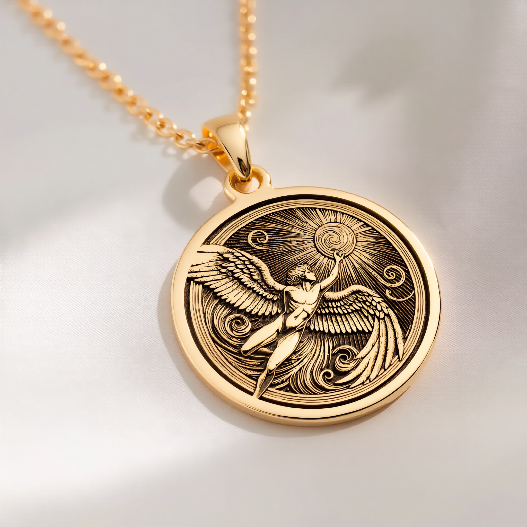 Icarus Medallion Necklace: Melting Wings Charm, Greek Mythology Jewelry - View 214