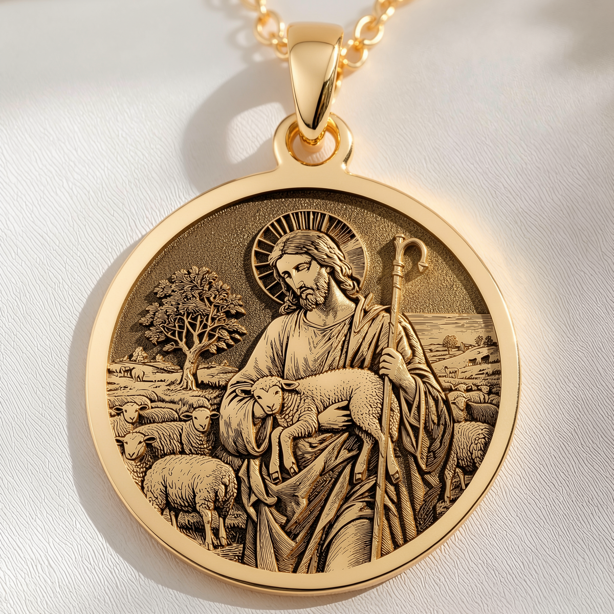 Jesus Shepherd Pendant: with christian jewelry jesus christ amulet talisman - View 214