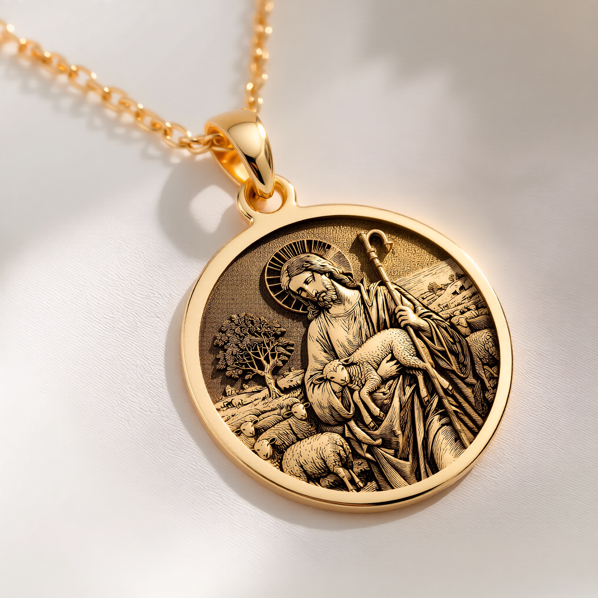Jesus Shepherd Pendant: with christian jewelry jesus christ amulet talisman - View 102