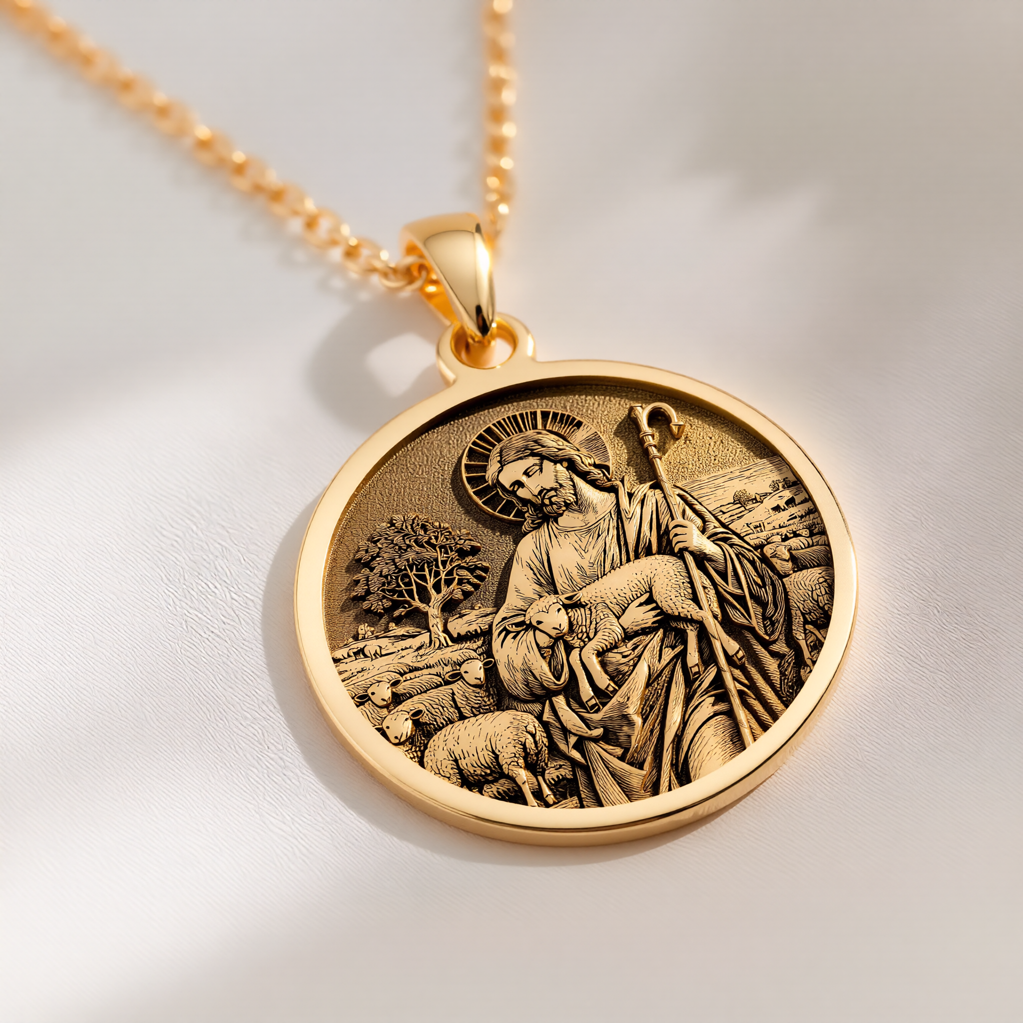 Jesus Shepherd Pendant: with christian jewelry jesus christ amulet talisman - View 214