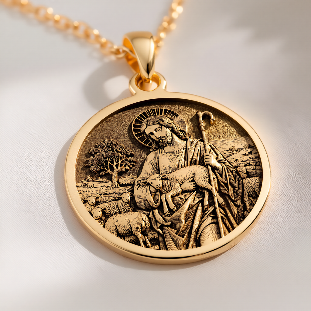 Jesus Shepherd Pendant: with christian jewelry jesus christ amulet talisman - View 214