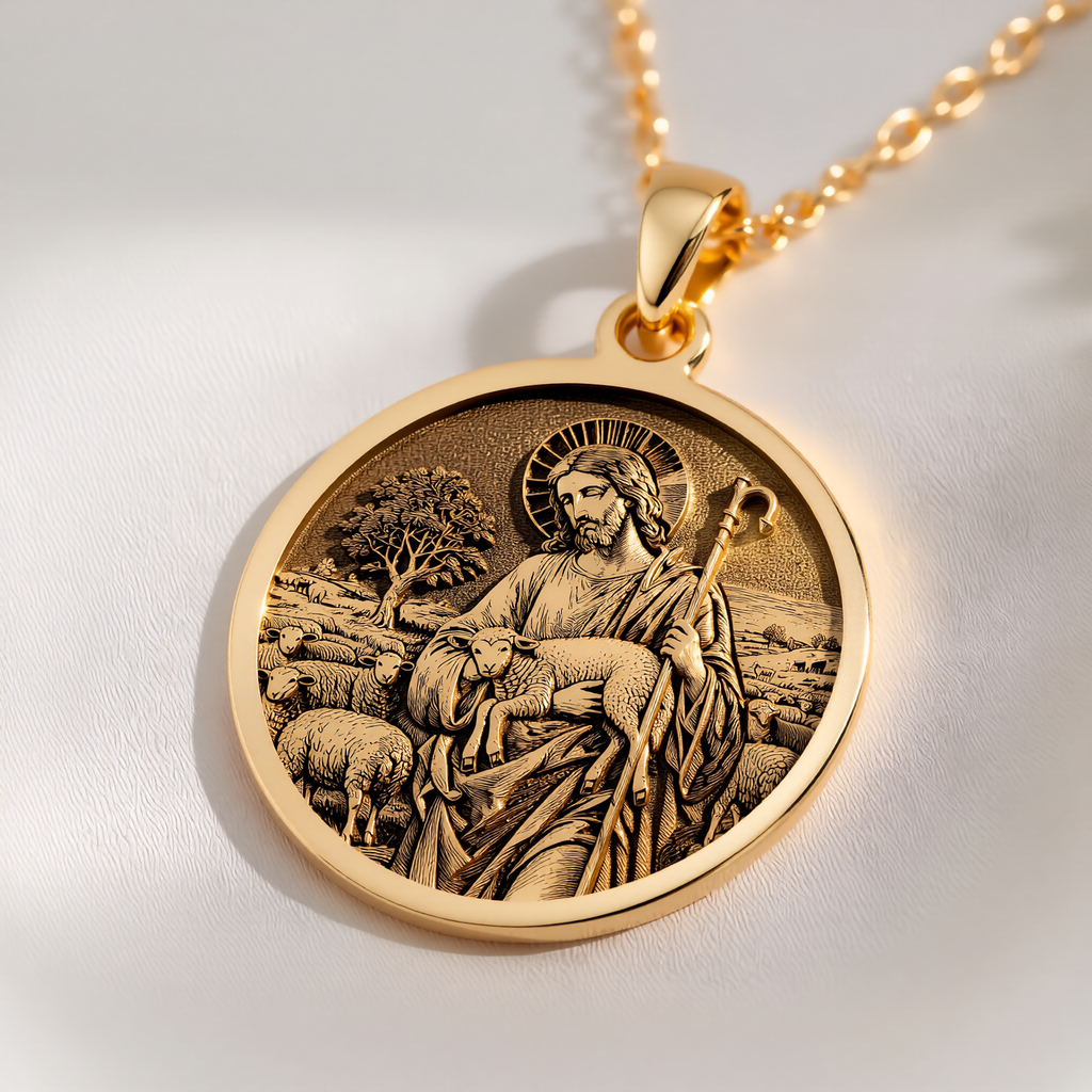 Jesus Shepherd Pendant: with christian jewelry jesus christ amulet talisman - View 214