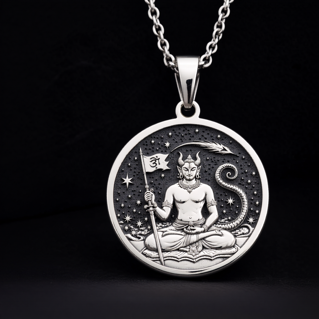 Ketu Vedic Lunar Node Astrological Pendant — Solid 925 Sterling Silver studio showcase view
