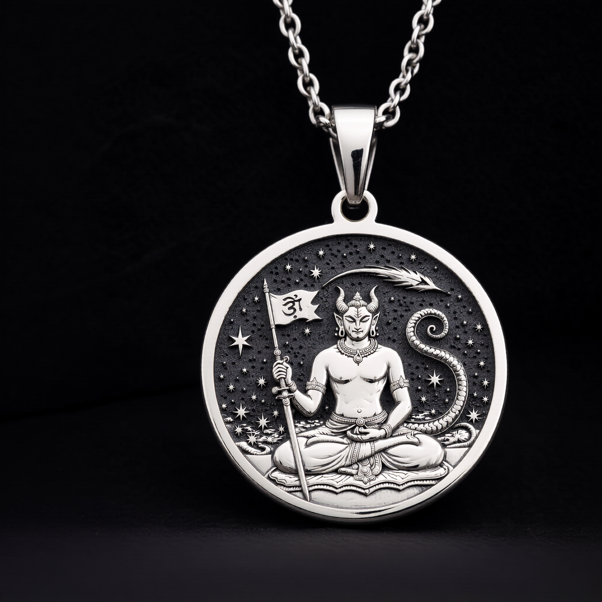 Ketu Vedic Lunar Node Astrological Pendant — Solid 925 Sterling Silver studio showcase view