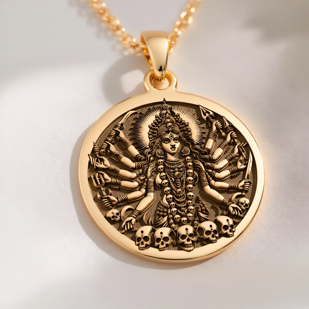 Shodashi Goddess Maa Kali Shakti Pendant - 14K Solid Gold