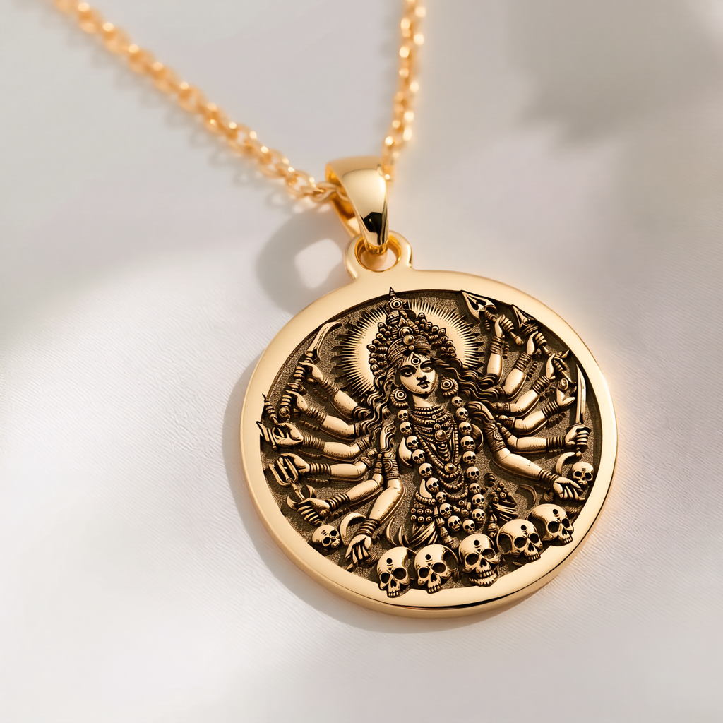 Shodashi Goddess Maa Kali Shakti Pendant - 14K Solid Gold