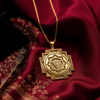 Kali Yantra Spiritual Amulet Necklace Necklaces 14K 14K Gold Plated plated rectangular pendant with geometric mandala design necklace