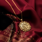 Kali Yantra Spiritual Amulet Necklace Necklaces 14K 14K Gold Plated rectangular pendant with geometric mandala design necklace