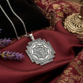 Kali Yantra Spiritual Protection Necklace — Solid 925 Sterling Silver front view